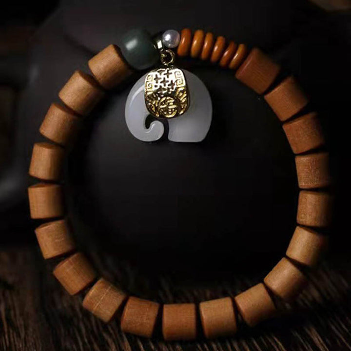 Pulsera de protección de elefante de jade de sándalo