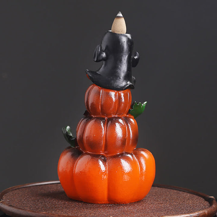 Quemador de incienso de fuente de humo de reflujo de resina fantasma de calabazas de Halloween Decoración