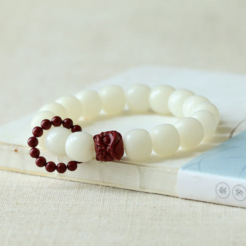Buddha Stones Semilla Bodhi Natural Cinabrio Bailando León Encanto Sabiduría Armonía Muñeca Mala