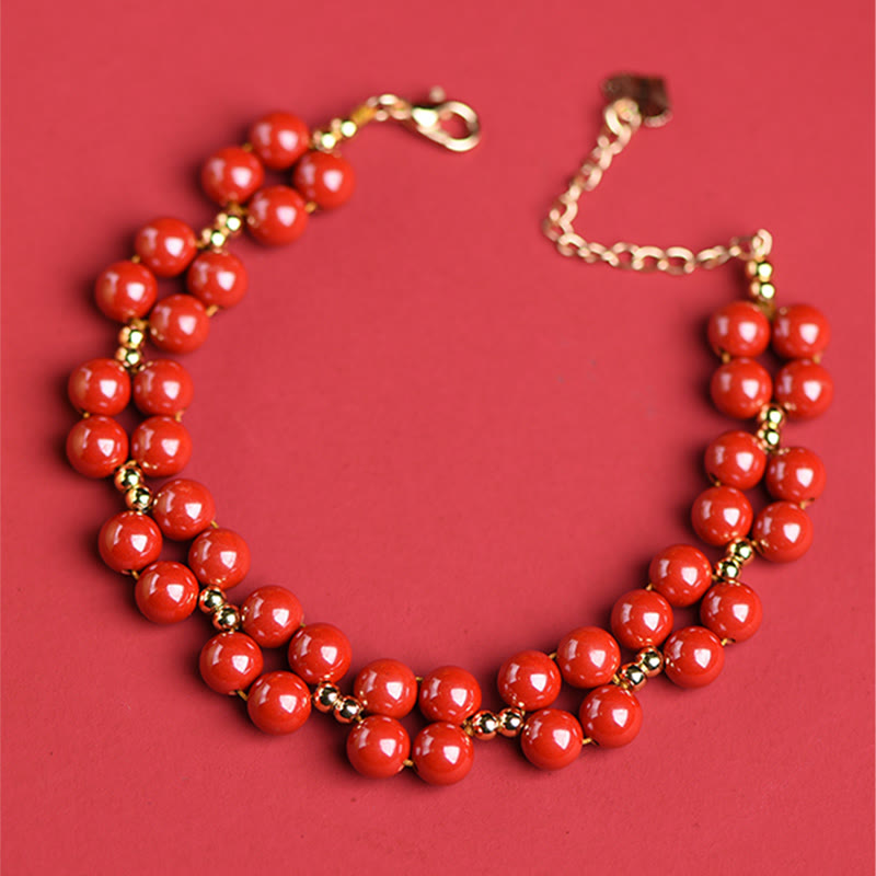 Pulsera de bendición con cuentas de cinabrio natural de Buddha Stones