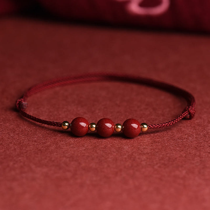 Pulsera tobillera con cuentas de cinabrio de la suerte naturales con Buddha Stones