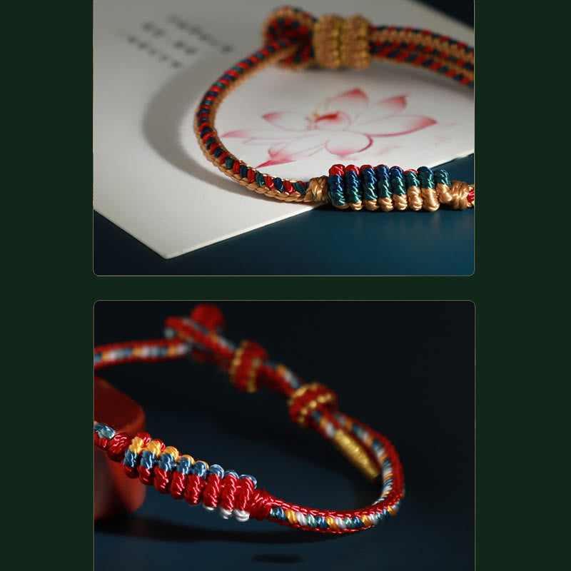 Pulsera de protección trenzada con rueda de oración, nudo de la paz, hecho a mano, con Buddha Stones tibetanas