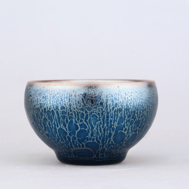 Buddha Stones hechas a mano, diseño de escamas de dragón Medusa, taza de té de cerámica china Jianzhan, taza de té Tenmoku Kung Fu