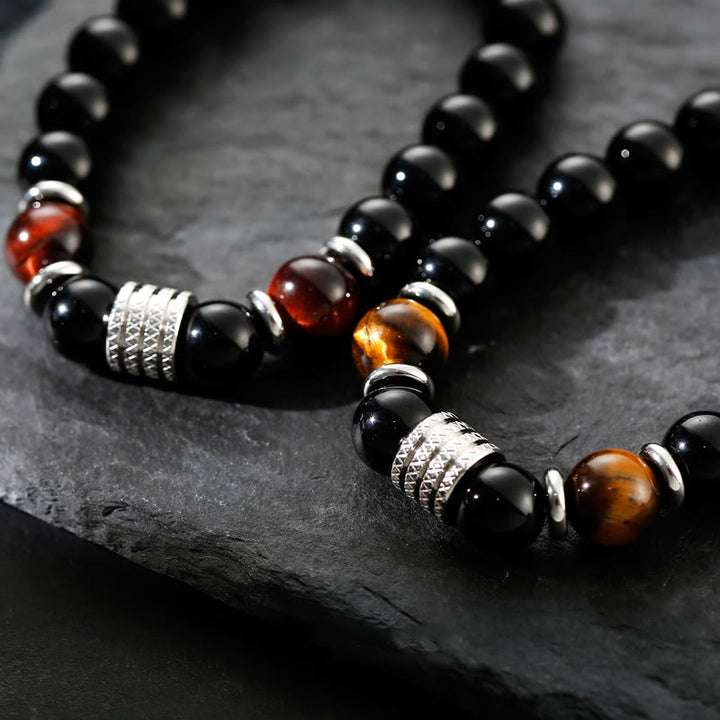 Pulsera de cumplimiento de fuerza de ojo de tigre de obsidiana negra natural con Buddha Stones - image 3