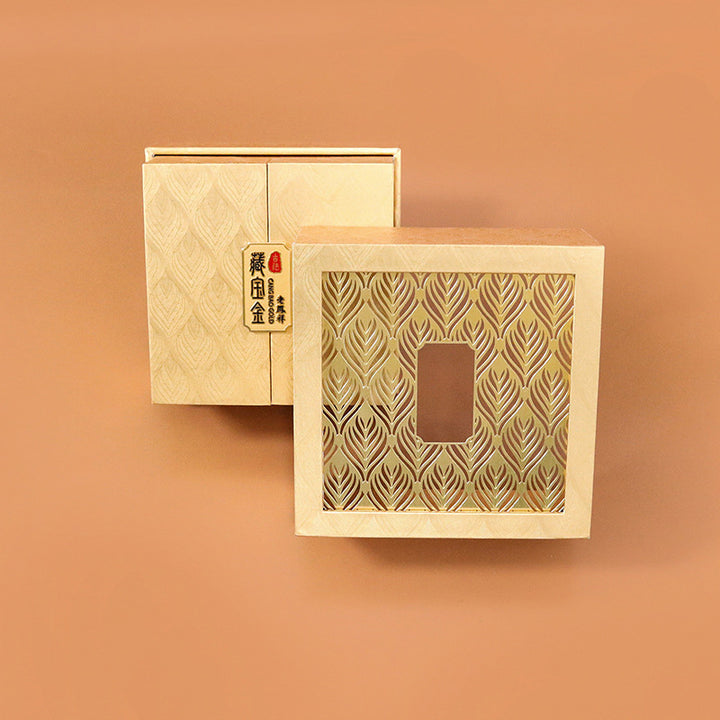 Caja de regalo con patrón de plumas de almacenamiento de joyería retro