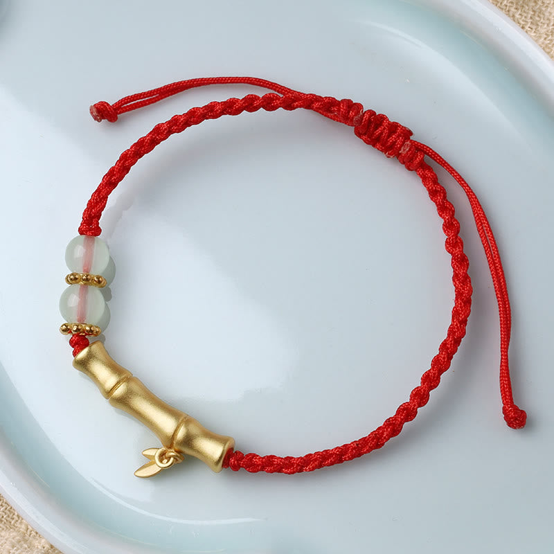 Pulsera trenzada de fuerza de la suerte con diseño de bambú de Buddha Stones