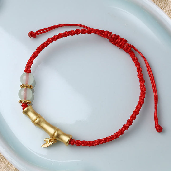 Pulsera trenzada de fuerza de la suerte con diseño de bambú de Buddha Stones