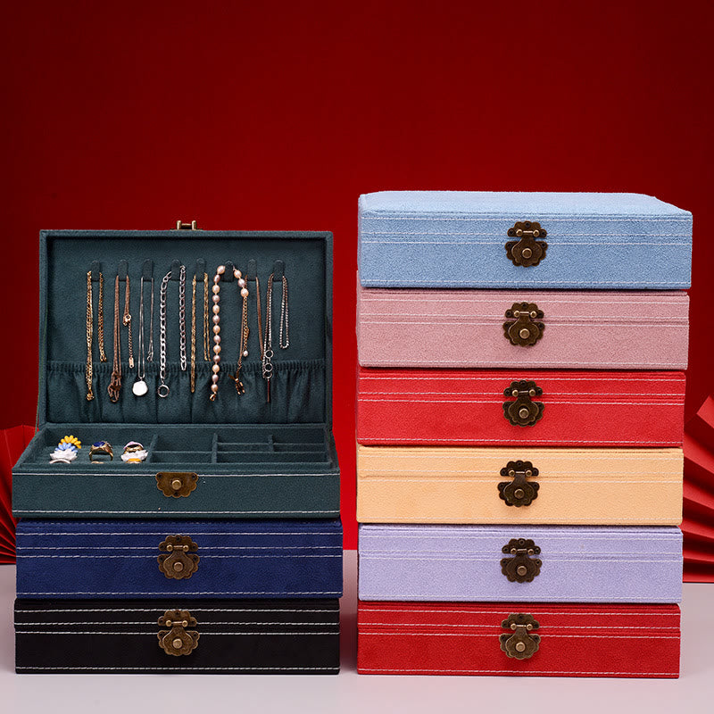 Caja organizadora de joyería de diseño Simple con Buddha Stones, caja de almacenamiento de joyería de franela de una sola capa con cerradura - image 0