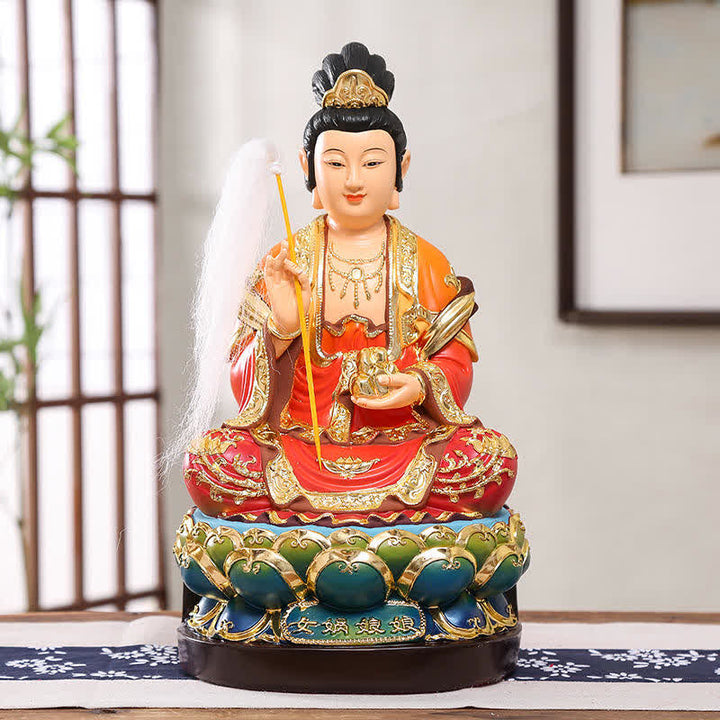 Estatua de resina de protección Bodhisattva Nuwa decoración del hogar - Estatua sentada de Nuwa - image 9