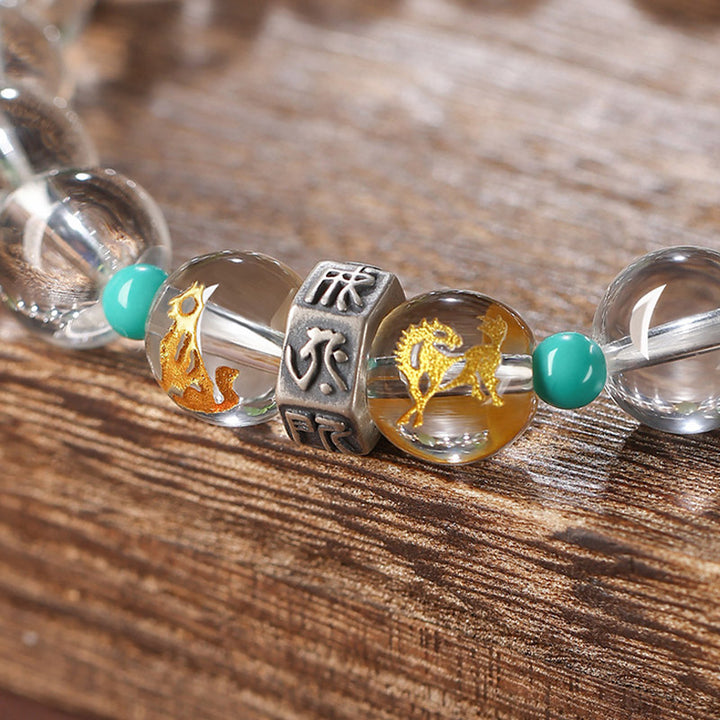 Buddha Stones de Plata de Ley 925, pulsera curativa de Jade Hetian de cristal blanco, Buda natal del zodíaco chino, grupos propicios