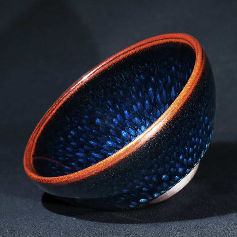 Buddha Stones hechas a mano, punto de Francolinus azul, taza de té de cerámica china Jianzhan, tazón de taza de té de Kung Fu