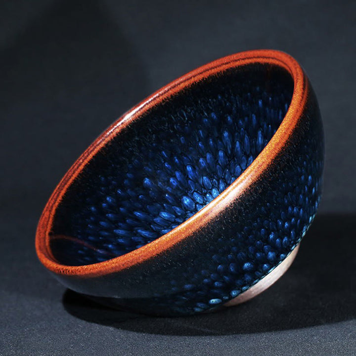 Buddha Stones hechas a mano, punto de Francolinus azul, taza de té de cerámica china Jianzhan, tazón de taza de té de Kung Fu