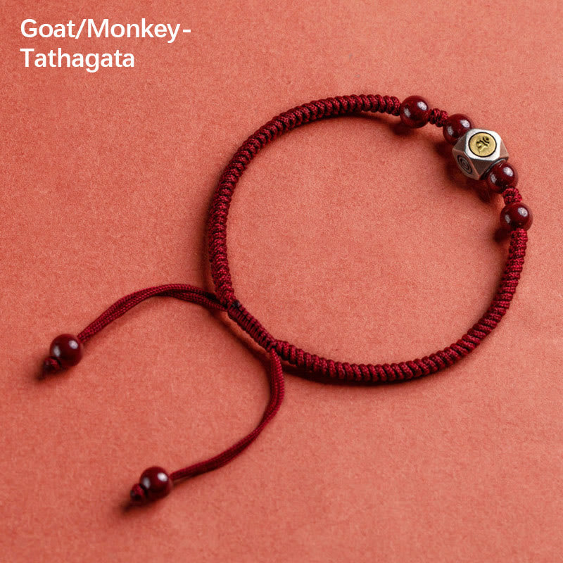 Pulsera de plata de ley 925 con Buddha Stones , zodíaco chino, Buda natal, cinabrio, calma - Cabra/Mono-Tathagata - Rojo (circunferencia de la muñeca 14-18 cm) - image 19