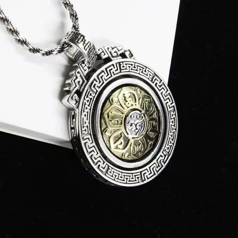 Colgante de collar de paz de pureza giratoria con Buddha Stones tibetanas Om Mani Padme Hum doble Dorje Vajra - Om Mani Padme Hum - image 1