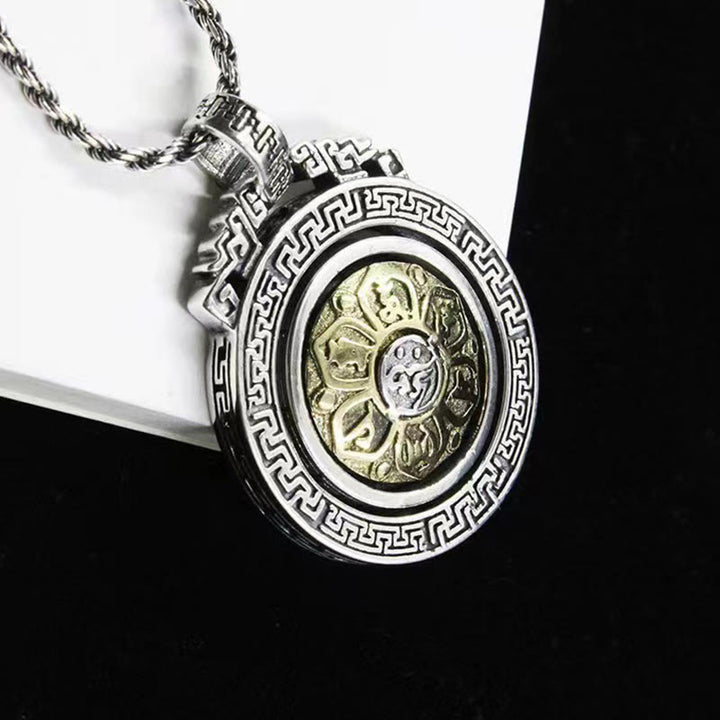 Colgante de collar de paz de pureza giratoria con Buddha Stones tibetanas Om Mani Padme Hum doble Dorje Vajra - Om Mani Padme Hum - image 1