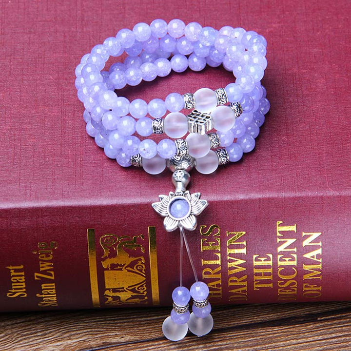 Pulsera de fuerza con cuentas de jaspe morado y Buddha Stones Mala