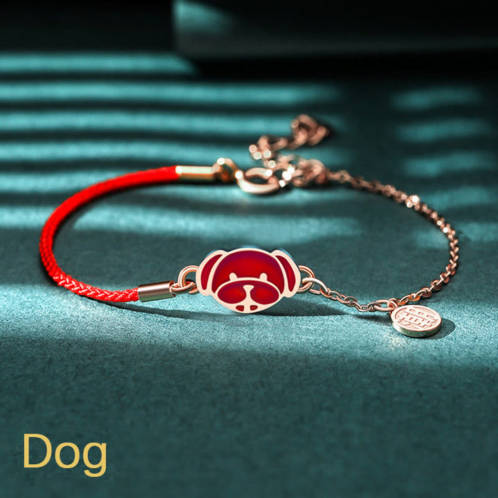 Pulsera de cadena de hilo rojo con protección de la suerte del zodiaco chino que cambia de color de Plata de Ley 925 con Buddha Stones - Perro (circunferencia de muñeca 14-15 cm) - image 24