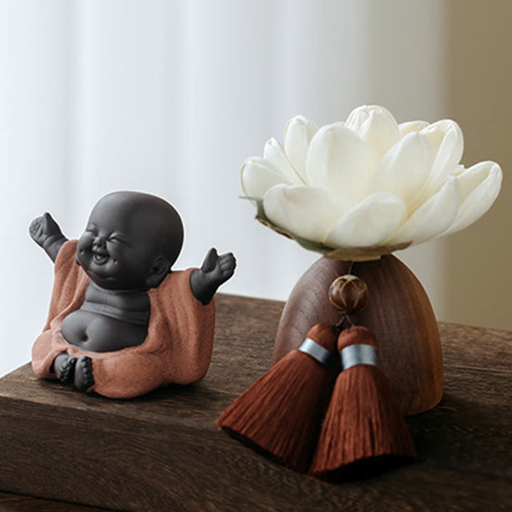 Decoraciones de cura calmante de flor de Buda de madera de melocotón negro