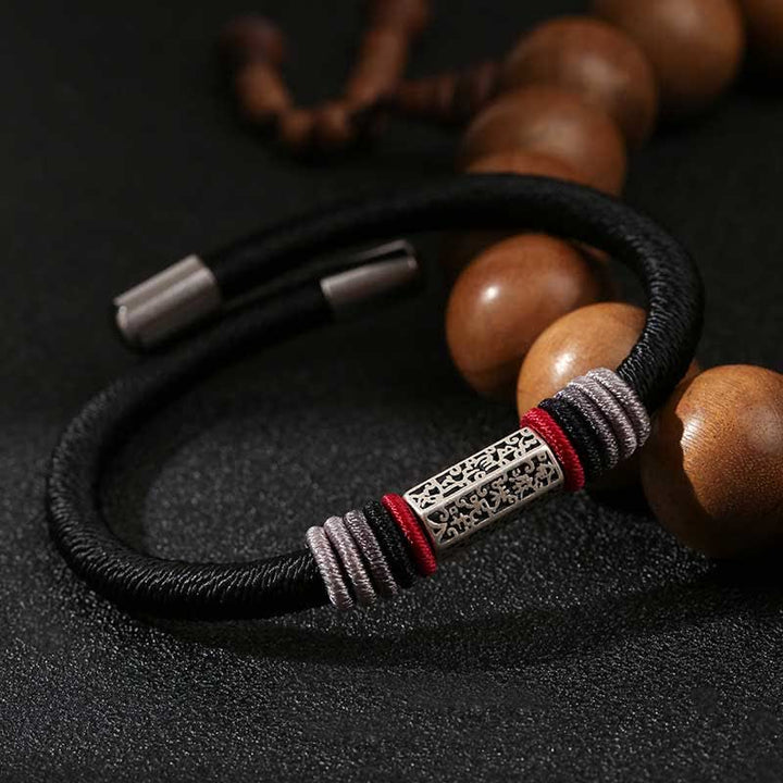 Pulsera de hilo rojo de la paz de Om Mani Padme Hum de plata de ley 925 con Buddha Stones - Negro (tamaño de la pulsera 21 cm) - image 10