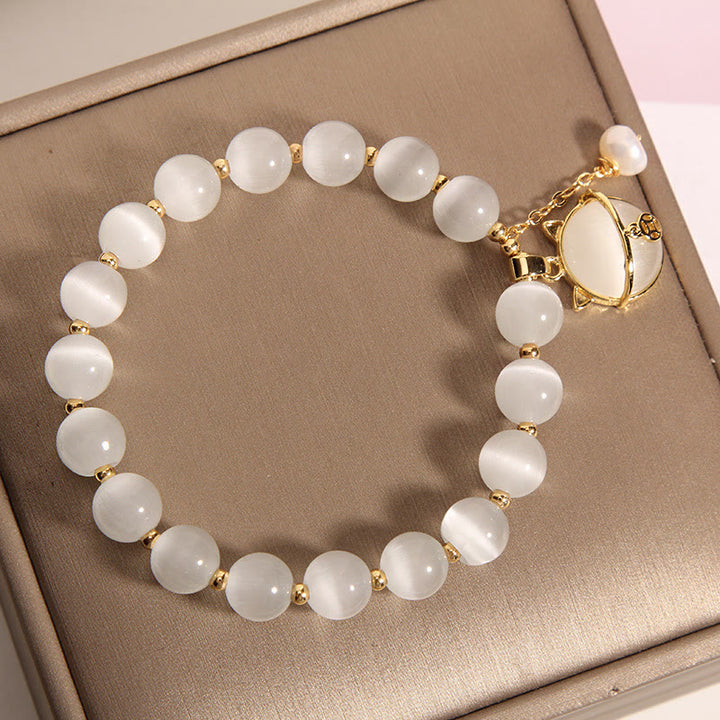 Pulsera con dijes de amor y perlas con diseño de gato encantador con ojo de gato y Buddha Stones - image 5