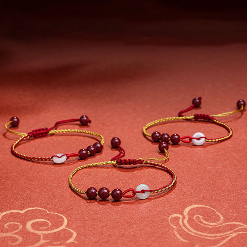 Pulsera de bendición con hebilla de paz de jade cinabrio natural con Buddha Stones