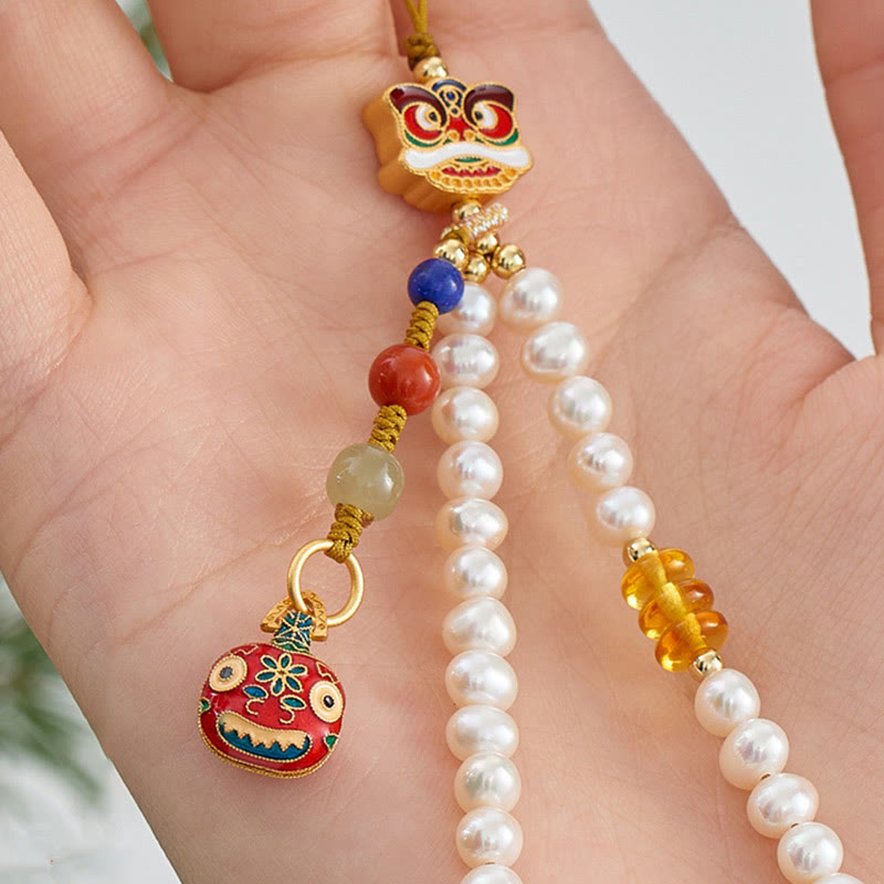 Buddha Stones, perla Natural, cinabrio, bolsa de dinero, campana, bestia tragadora de oro, León danzante, decoración colgante para teléfono curativo