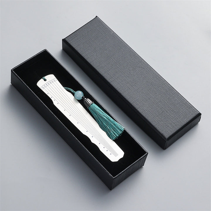 Buddha Stones instrumentos musicales clásicos Pipa Guzheng Guqin Ruan marcapáginas de Metal borla con caja de regalo