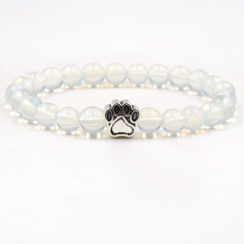Pulsera de calma positiva con pata de perro de ágata verde de ágata india