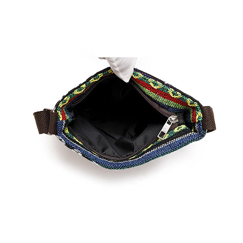 Bolso bandolera de lona bordado con mariposa de elefante, bolso bandolera