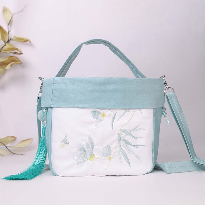 Buddha Stones Suzhou bordado Lotus Epiphyllum Magnolia algodón lino bolso bandolera bolso de hombro bolso