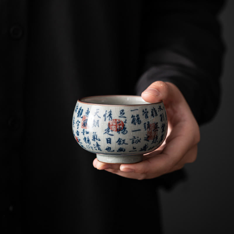 Taza de té de cerámica con Buddha Stones, paisaje de montaña, pabellón de orquídeas de loto, taza de té de Kung Fu