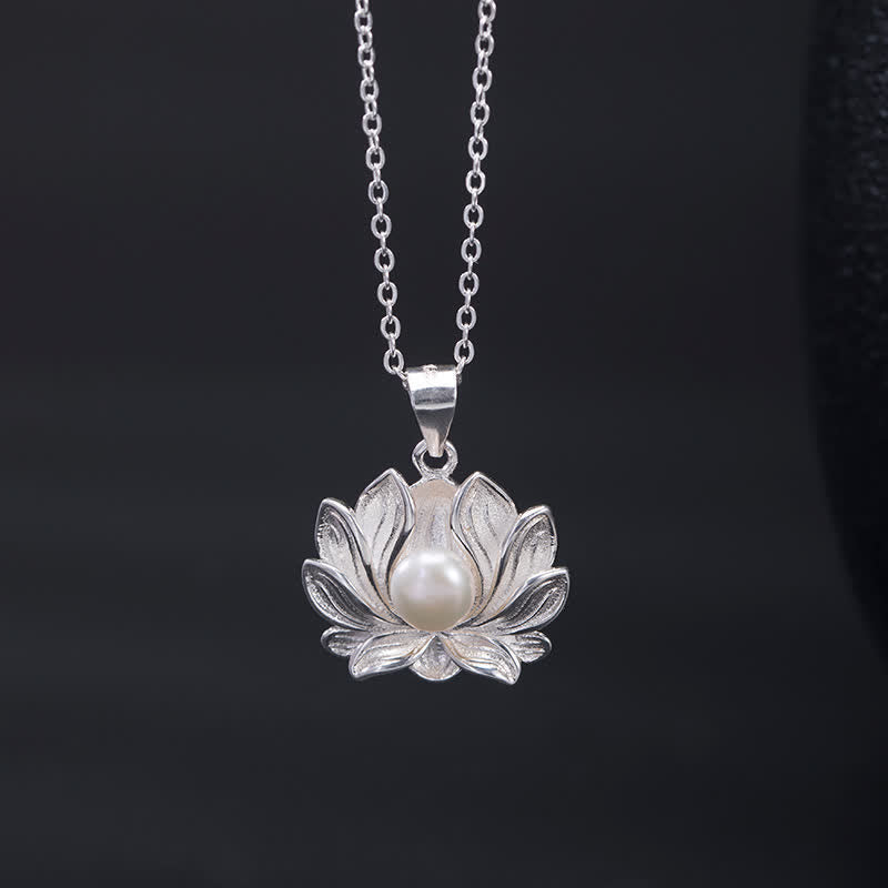 Colgante de collar de riqueza con perlas de flor de loto de plata de ley 925 con Buddha Stones - image 3