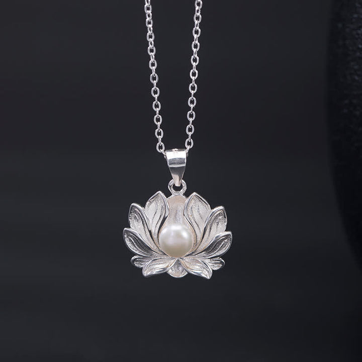 Colgante de collar de riqueza con perlas de flor de loto de plata de ley 925 con Buddha Stones - image 3