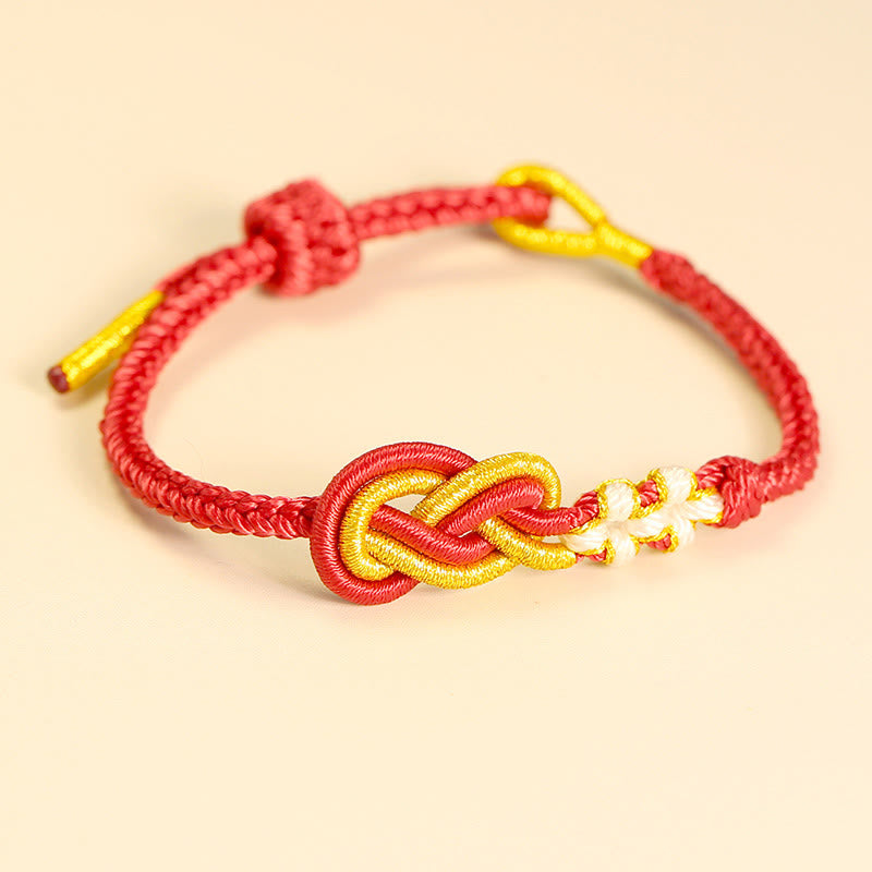 Pulsera de conexión de suerte con nudo de flor de melocotón, nudo de paz de ocho hilos hecho a mano con Buddha Stones