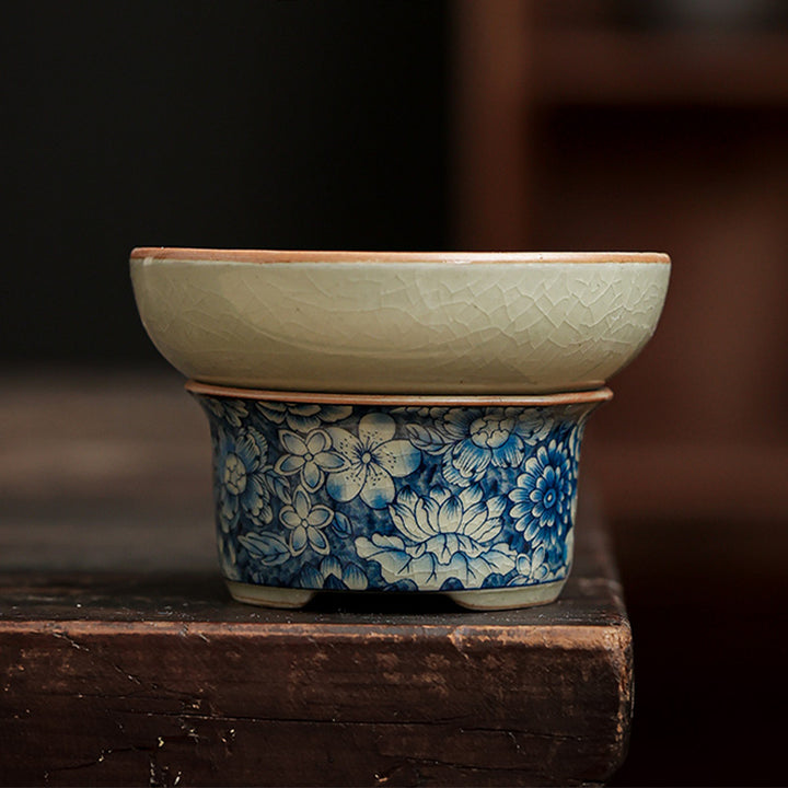 Buddha Stones porcelana azul y blanca té chino Gongfu cerámica tetera de kungfú taza filtro de té bote