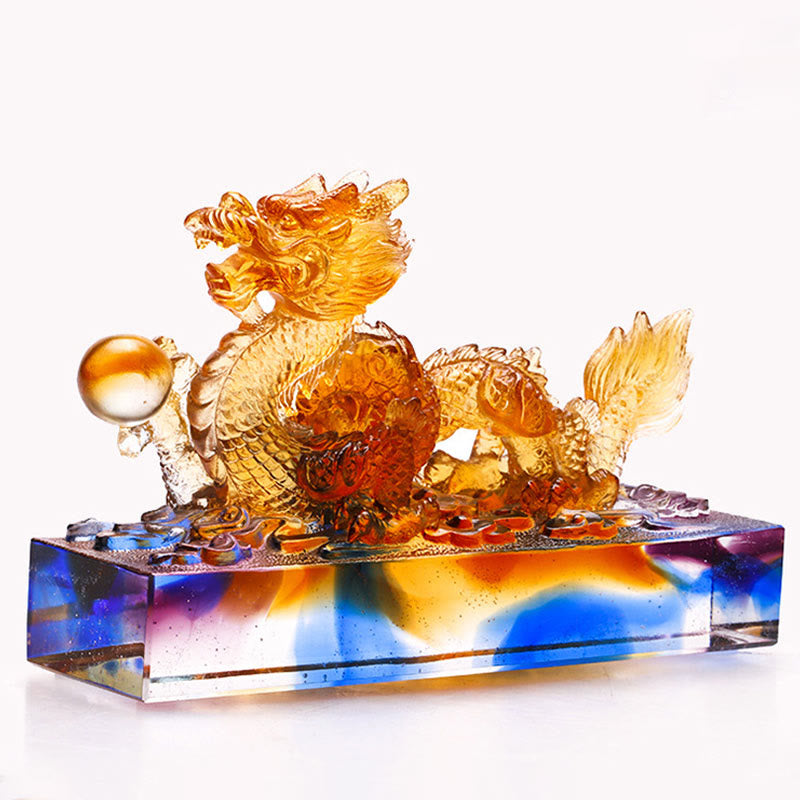 Buddha Stones hechas a mano, dragón multicolor Liuli, pieza de arte con cristal, protección, decoración para el hogar y la Oficina - image 4