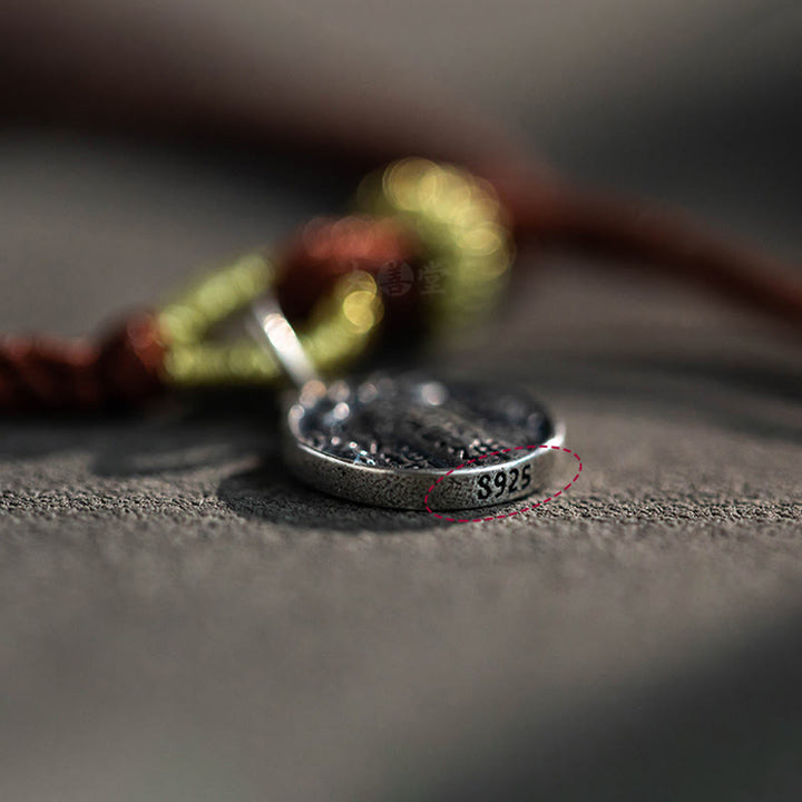 Pulsera trenzada de plata de ley 925 hecha a mano con Buddha Stones , cinco direcciones, dioses de la riqueza, protección de la suerte - image 8