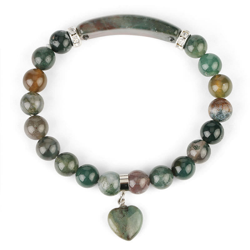 Pulsera de cuentas curativas de corazón de amor de cuarzo natural con Buddha Stones