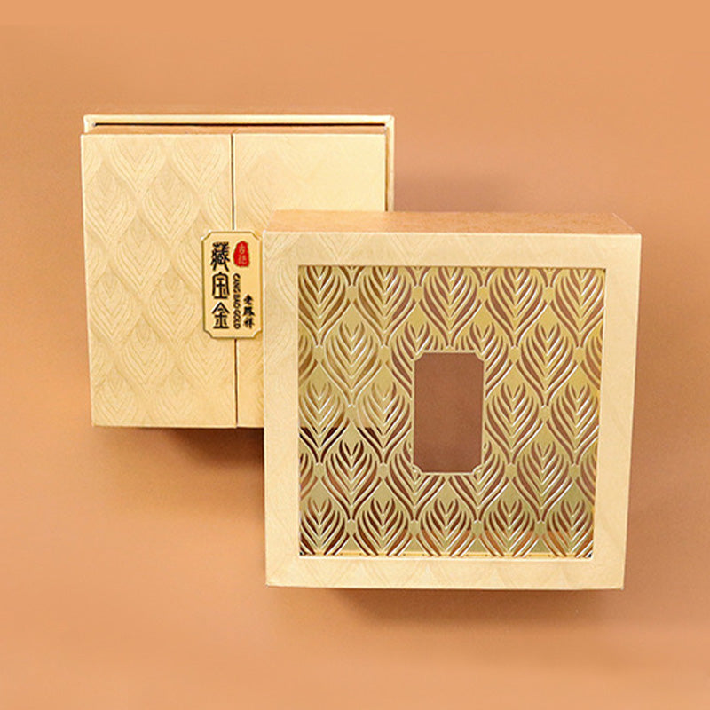 Caja de regalo con patrón de plumas de almacenamiento de joyería retro