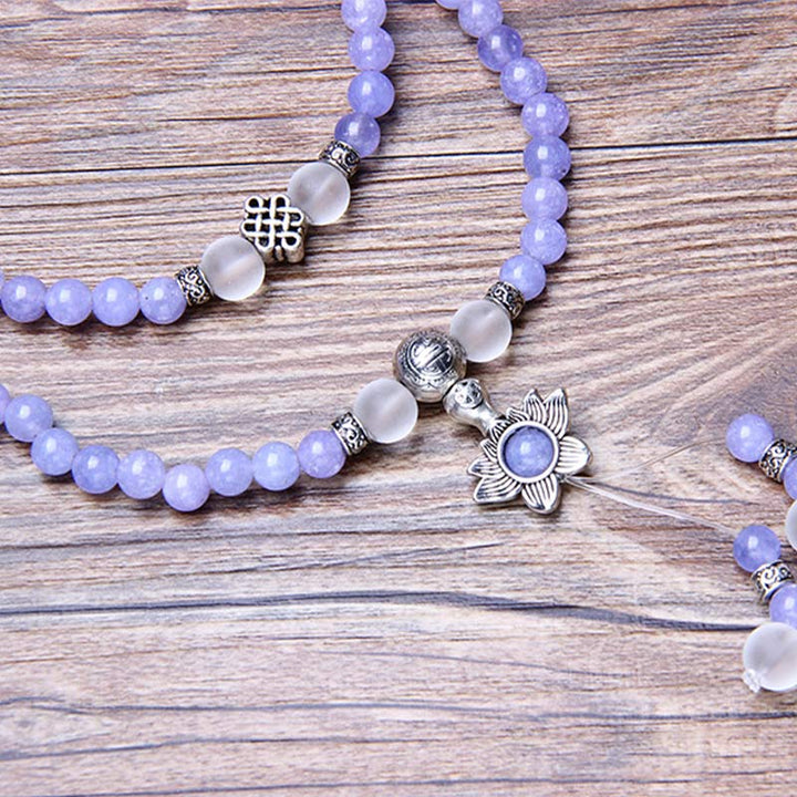 Pulsera de fuerza con cuentas de jaspe morado y Buddha Stones Mala