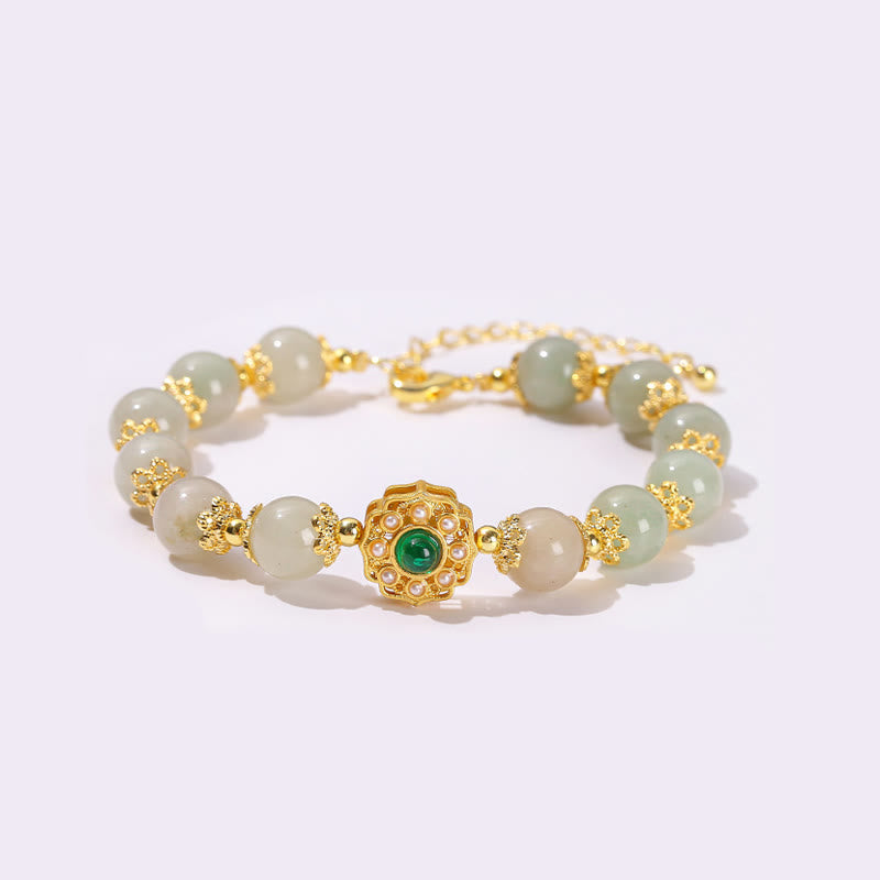 Pulsera de cadena con cuentas de prosperidad de jade natural con Buddha Stones