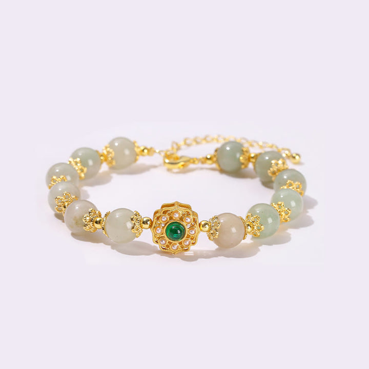 Pulsera de cadena con cuentas de prosperidad de jade natural con Buddha Stones