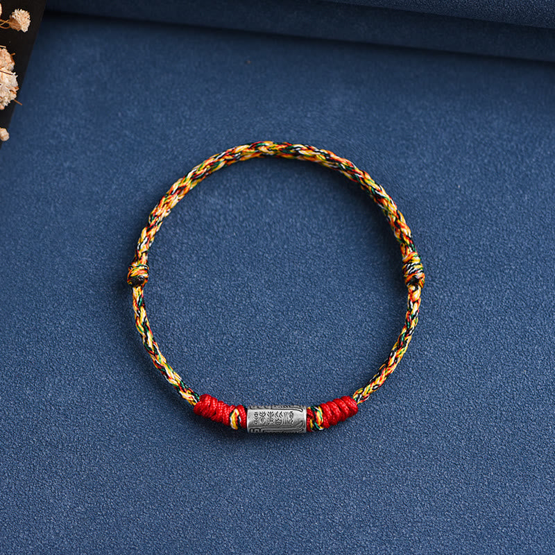 Pulsera tobillera de plata de ley 925 hecha a mano con Buddha Stones, todo va bien, diseño de protección y resistencia - Tobillera (Circunferencia 18-30 cm) - Cuerda colorida - image 19