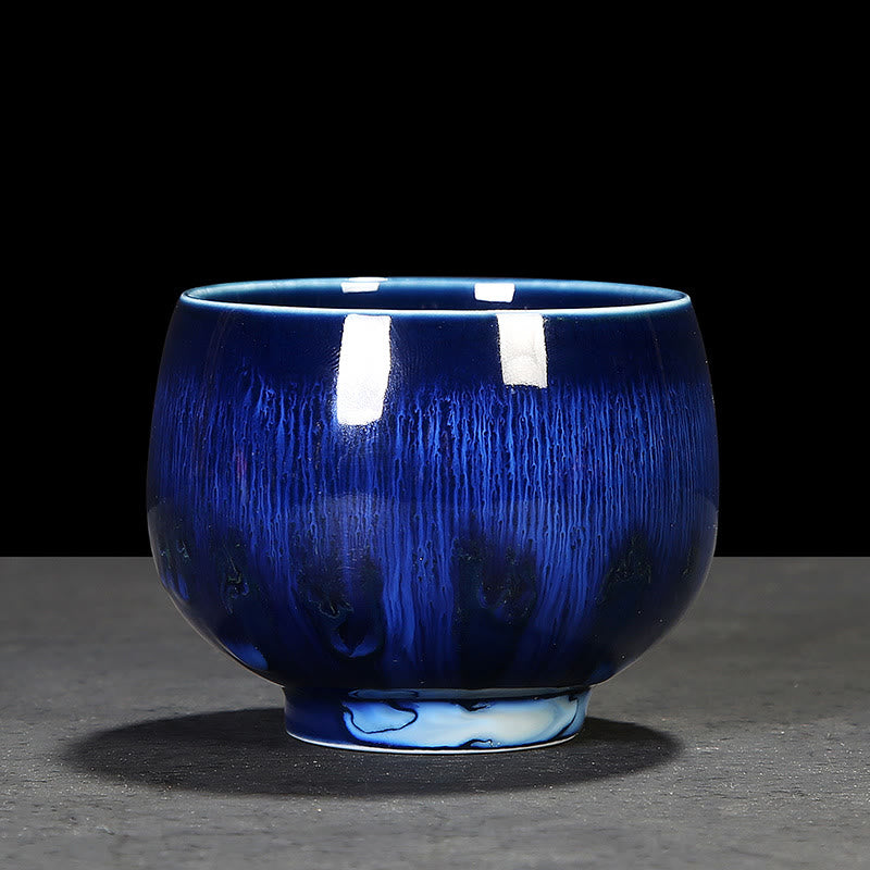Taza de té de cerámica con cambio de horno de esmalte Jianzhan chino , Buddha Stones, taza de té Tenmoku Kung Fu