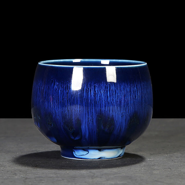 Taza de té de cerámica con cambio de horno de esmalte Jianzhan chino , Buddha Stones, taza de té Tenmoku Kung Fu