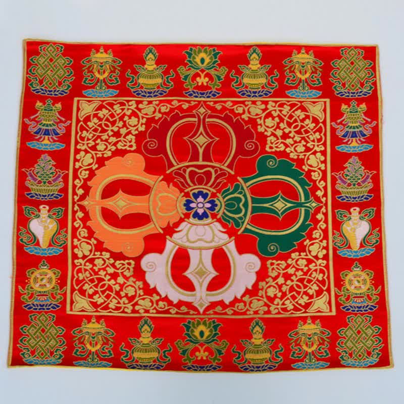 Tapete para altar de oración con nudo sin fin, tapete para meditación curativa, 8 símbolos auspiciosos, camino de mesa