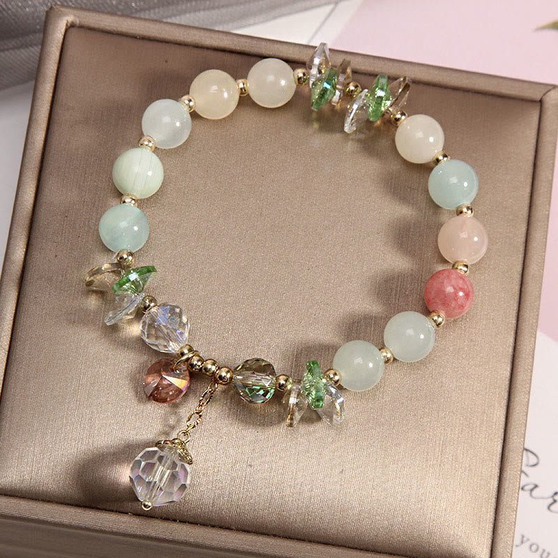 Pulsera con dije de paz y cristal rosa con ojo de gato y Buddha Stones - image 6