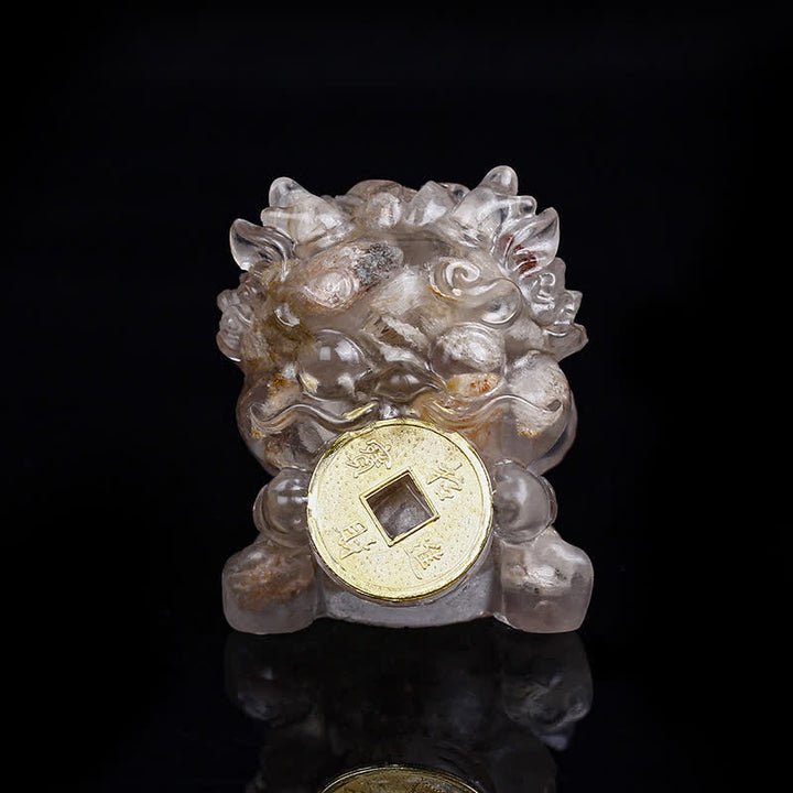 Buddha Stones hechas a mano, moneda de oro PiXiu, cristal Fengshui, energía, fortuna, decoración del hogar