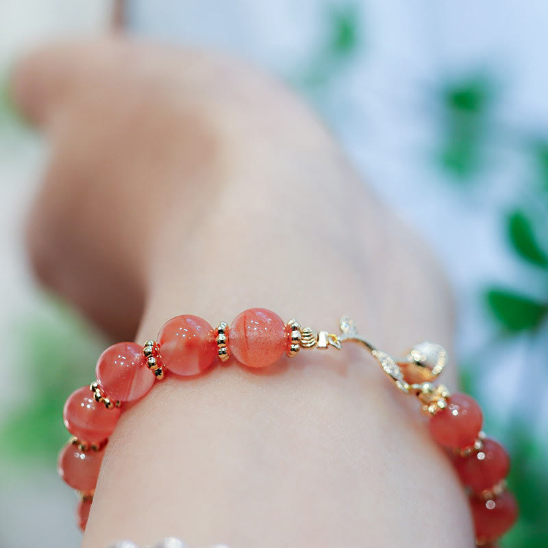 Pulsera de cadena tranquila con Buddha Stones, ágata roja natural, rosa, confianza