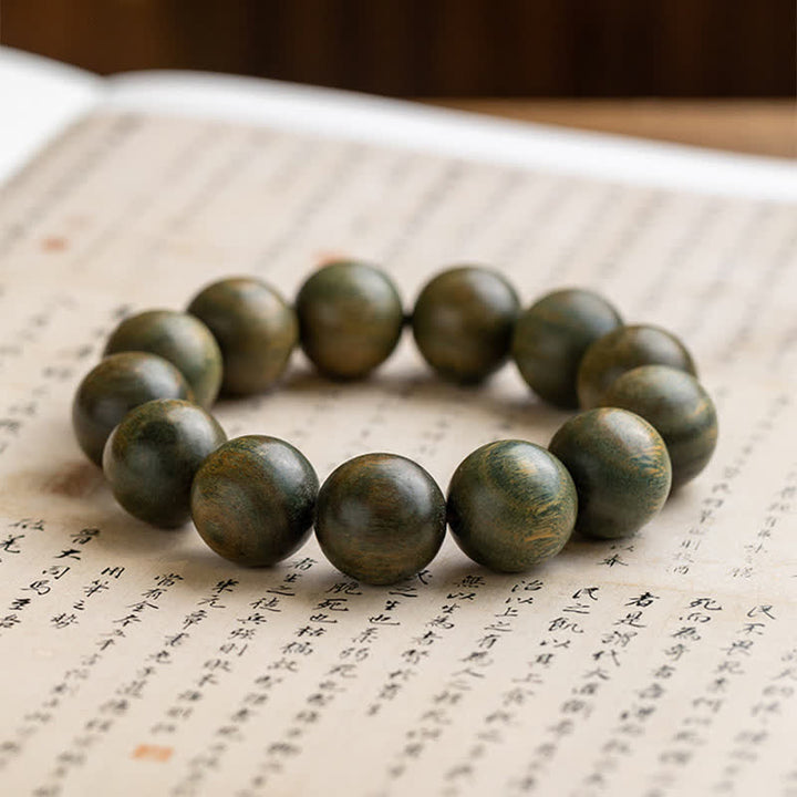Pulsera de curación calmante de sándalo verde tibetano